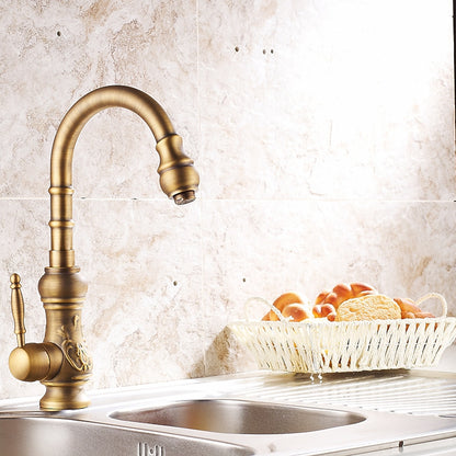 Antique Single-Hole Kitchen Faucet, Single-Handle High Arc Faucet
