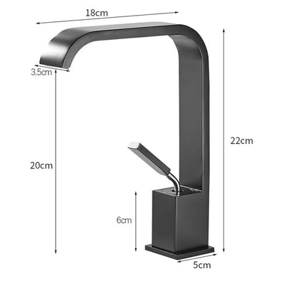 Modern Waterfall Bathroom Faucet, Single-Handle Single-Hole Faucet, Matte Black / Matte White / Gunmetal