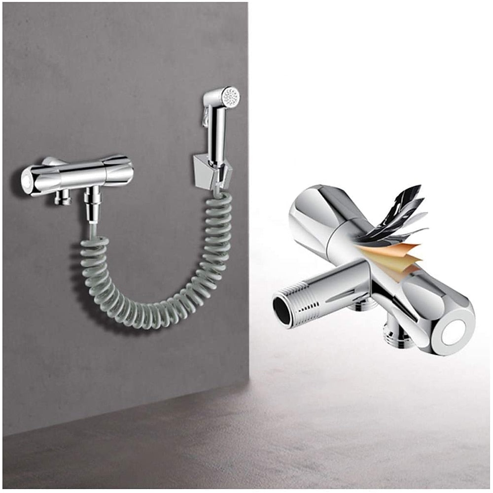 Electroplated ABS Handheld Bidet Sprayer, Self-Cleaning Toilet Faucet with PVC Hose / Valve