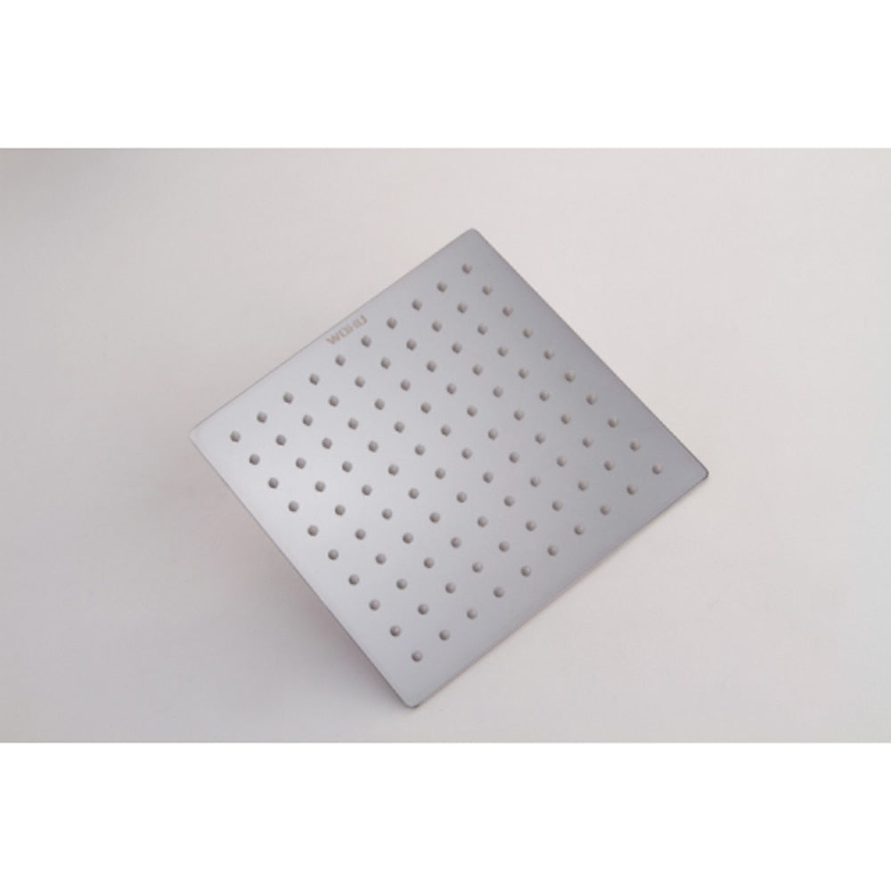 Chrome Contemporary Square Rainfall Shower Head, Ultra-Thin Bathroom Overhead Spray