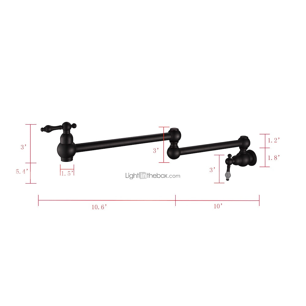 Wall-Mount Brass Pot Filler Faucet, Double Handle Folding Kitchen Faucet, Oil-Rubbed Bronze / Matte Black