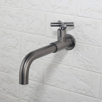 Modern Wall-Mount Swivel Spout Faucet, Single Cross Handle Cold Only Bathroom Faucet, Brushed Gold / Chrome / Gunmetal