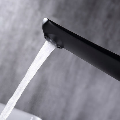 Matte Black Single-Hole Bathroom Faucet, Modern Single-Handle Brass Vanity Faucet