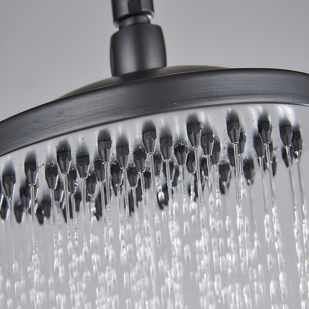 Oil-Rubbed Bronze Traditional Complete Shower System, Wall-Mounted Dual-Handle Brass Shower Faucet with Handheld Shower