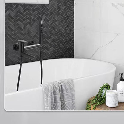 Modern Wall-Mount Tub Faucet, Single-Handle Swivel Spout Faucet with Handheld Shower, Brushed Gold / Matte Black / Gunmetal / Chrome / Matte White
