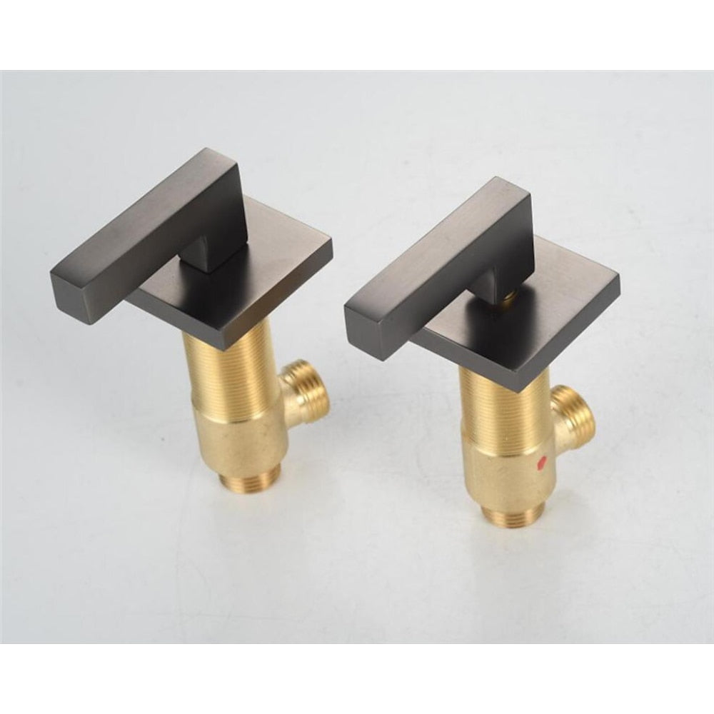 Modern 3-Hole Widespread Bathroom Faucet, Dual-Handle 360-Degree Swivel Brass Faucet, Matte Black / Chrome / Matte White / Antique Brass / Brushed Gold / Gunmetal
