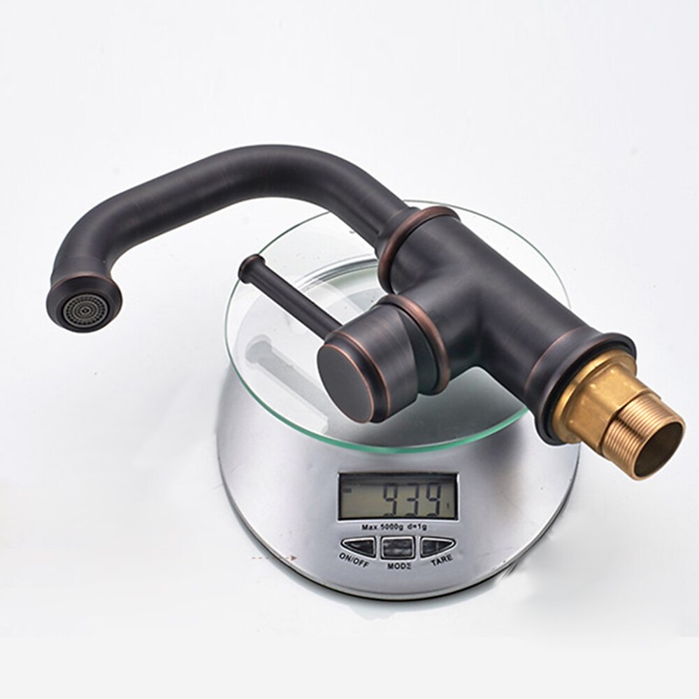 360-Degree Swivel Vintage Bathroom Faucet, Single-Hole Single-Handle Faucet, Antique Brass / Matte Black