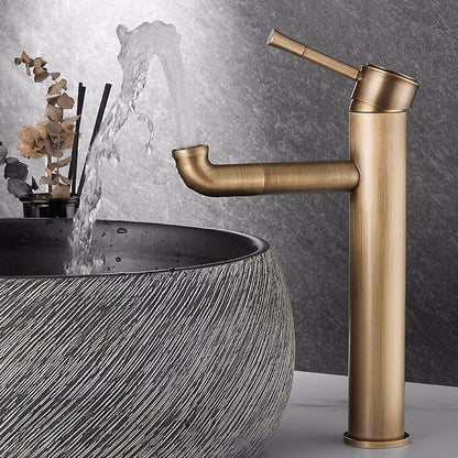 Vintage Tall Vessel Sink Faucet, Single-Handle Single-Hole Bathroom Faucet, Antique Brass / Matte Black