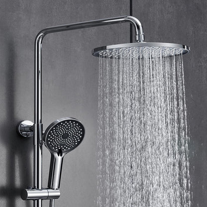Thermostatic Wall-Mount Shower System, Multi-Function Rainfall Faucet with Handheld Shower, Chrome / Gunmetal