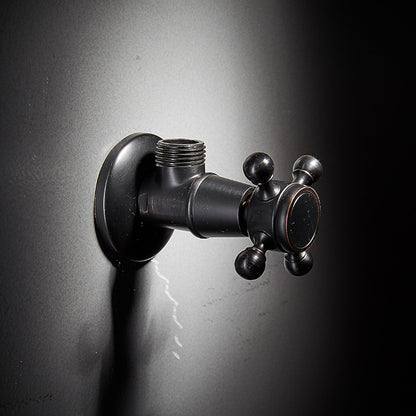 Retro Carved Brass Angle Valve, Wall-Mount Water Shut-Off Valve, Antique Brass / Matte Black / Polished Gold