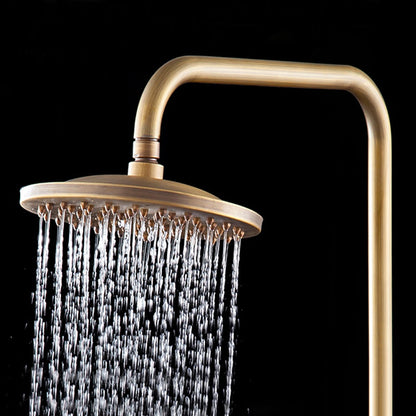 Antique Brass Wall-Mount Rainfall Shower System, Single-Handle Shower Faucet Set with Handheld Shower