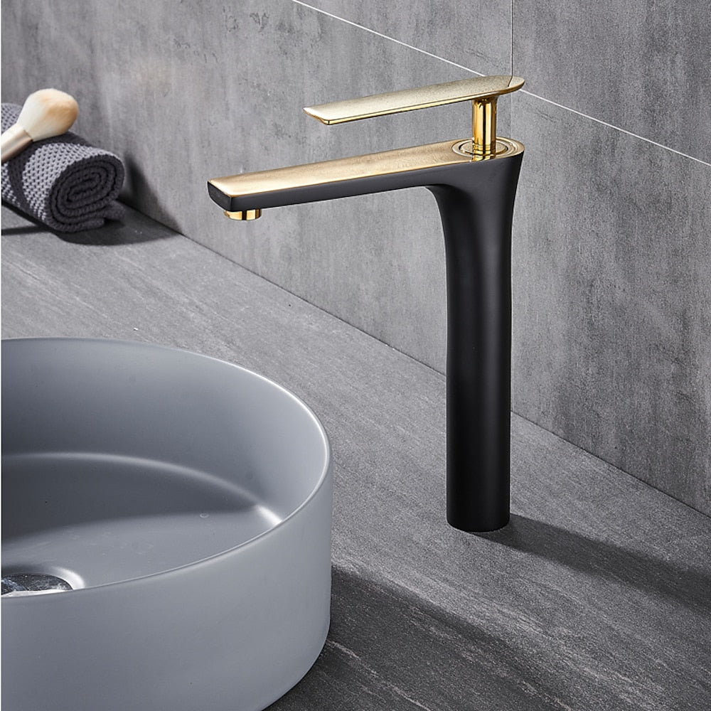 Modern Tall Vessel Sink Faucet, Single-Handle Single-Hole Brass Faucet