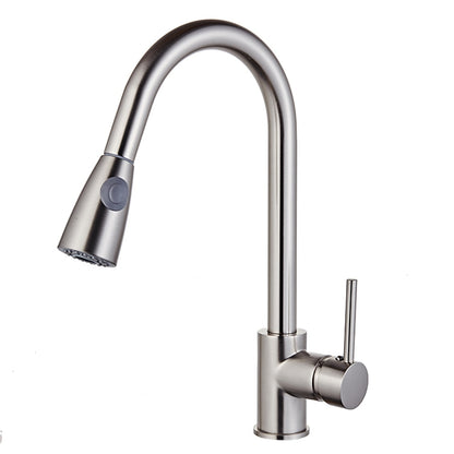 Pull-Down Brushed Nickel Kitchen Faucet, Single-Handle High Arc Faucet