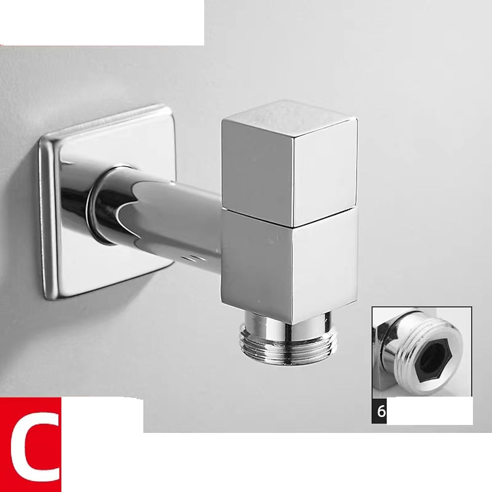 Modern Wall-Mount Single Cold Faucet, Solid Brass Washing Machine Faucet, Matte Black / Chrome