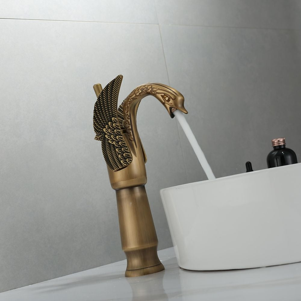 Swan Shape Waterfall Bathroom Faucet, Single-Handle Vessel Sink Faucet
