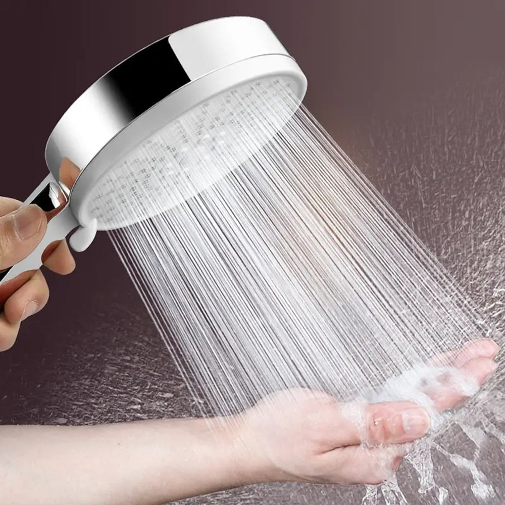 Modern 5-Mode High Pressure Handheld Shower Head, Adjustable Water Saving Showerhead, Chrome / Matte Black