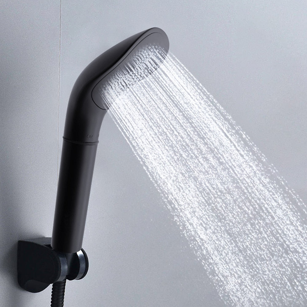 High Pressure Matte Black Handheld Shower Head, Water Saving Filter Hand Shower with Hose, Wall Mount Bracket