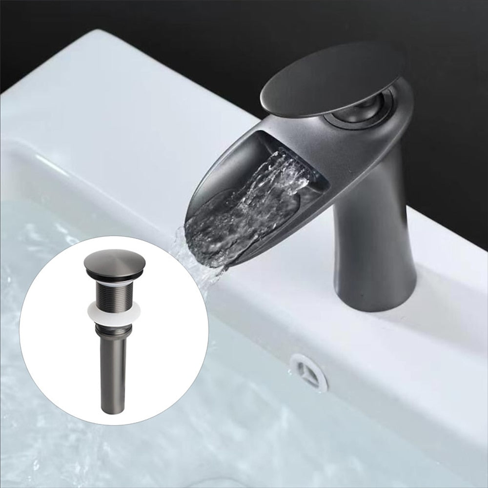Modern Waterfall Bathroom Faucet, Single-Handle Single-Hole Faucet
