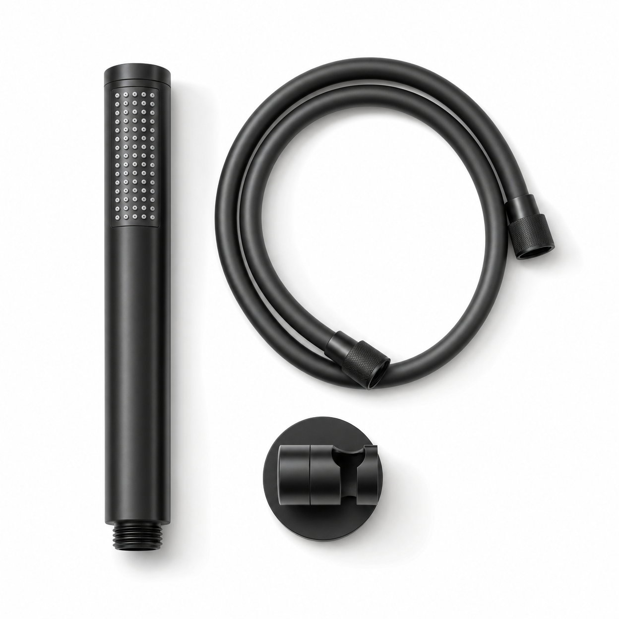 Minimalist Single Cylindrical Handheld Shower Head, Matte Black