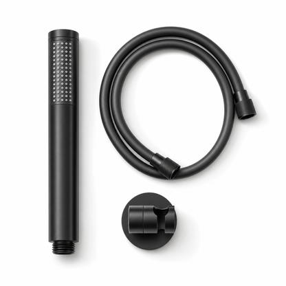Minimalist Single Cylindrical Handheld Shower Head, Matte Black