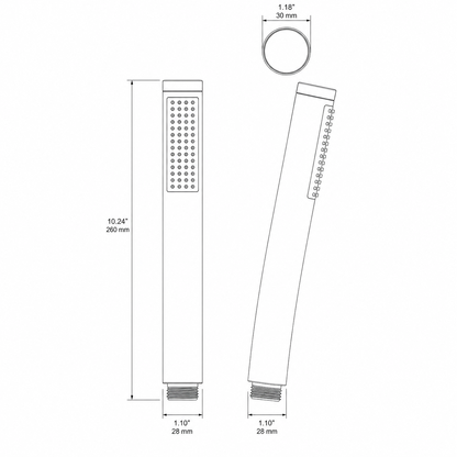 Minimalist Single Cylindrical Handheld Shower Head, Matte Black