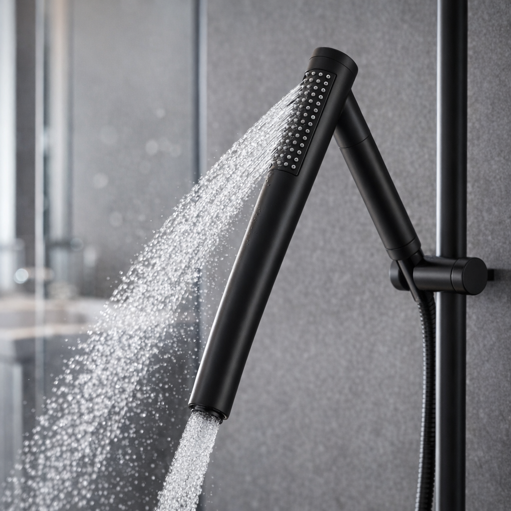 Minimalist Single Cylindrical Handheld Shower Head, Matte Black