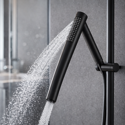 Minimalist Single Cylindrical Handheld Shower Head, Matte Black