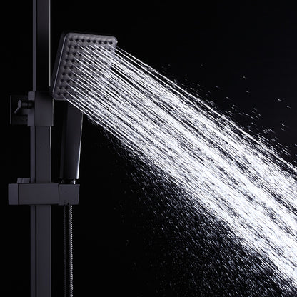 Modern Rainfall Tub Shower System, Wall-Mounted Exposed Shower Faucet with Handheld Spray