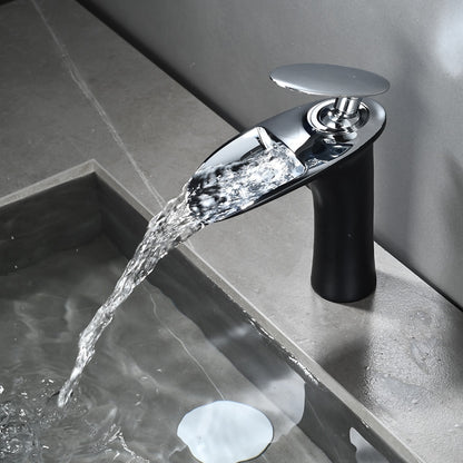 Waterfall Bathroom Faucet, Modern Single-Handle Single-Hole Faucet