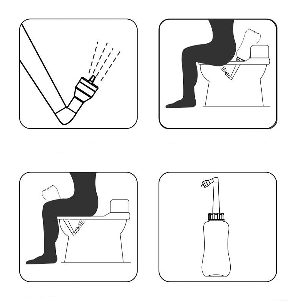 Squeeze Design EVA Portable Bidet Sprayer Bottle, Handheld Personal Hygiene Wash Bottle with Detachable Nozzles / Storage Bag