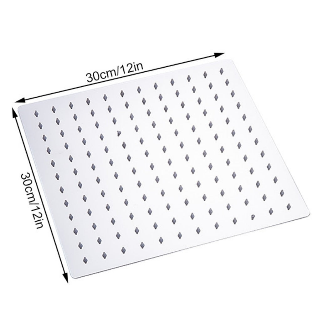Stainless Steel Ultra-Thin Rainfall Shower Head, Water-Saving Square Overhead Shower Head