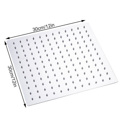 Stainless Steel Ultra-Thin Rainfall Shower Head, Water-Saving Square Overhead Shower Head