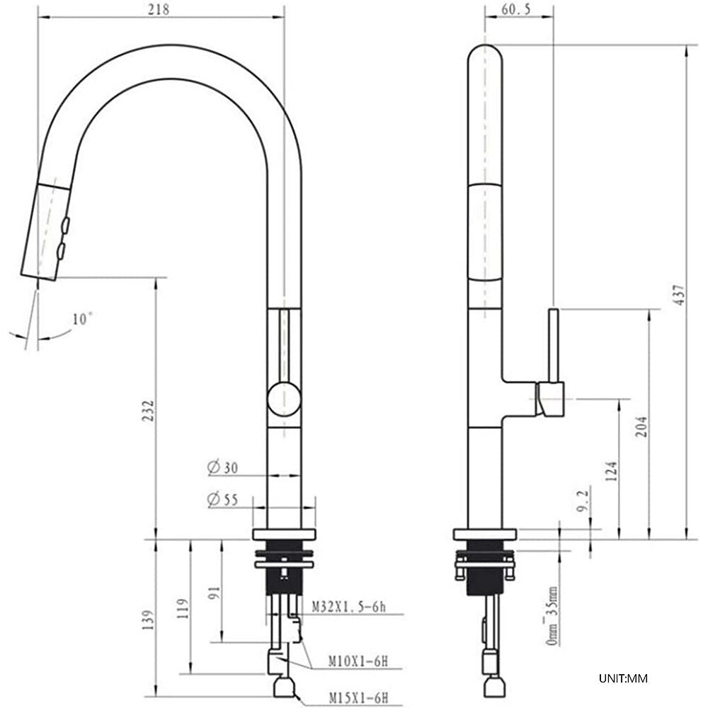 Pull-Down High-Arc Kitchen Faucet, Modern Single-Handle Sink Faucet, Matte Black / Matte White