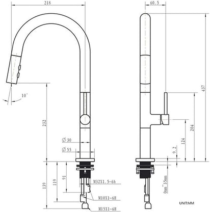 Pull-Down High-Arc Kitchen Faucet, Modern Single-Handle Sink Faucet, Matte Black / Matte White