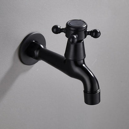 Vintage Brass Wall-Mount Washing Machine Faucet, Single-Cold Utility Laundry Faucet, Antique Brass / Matte Black