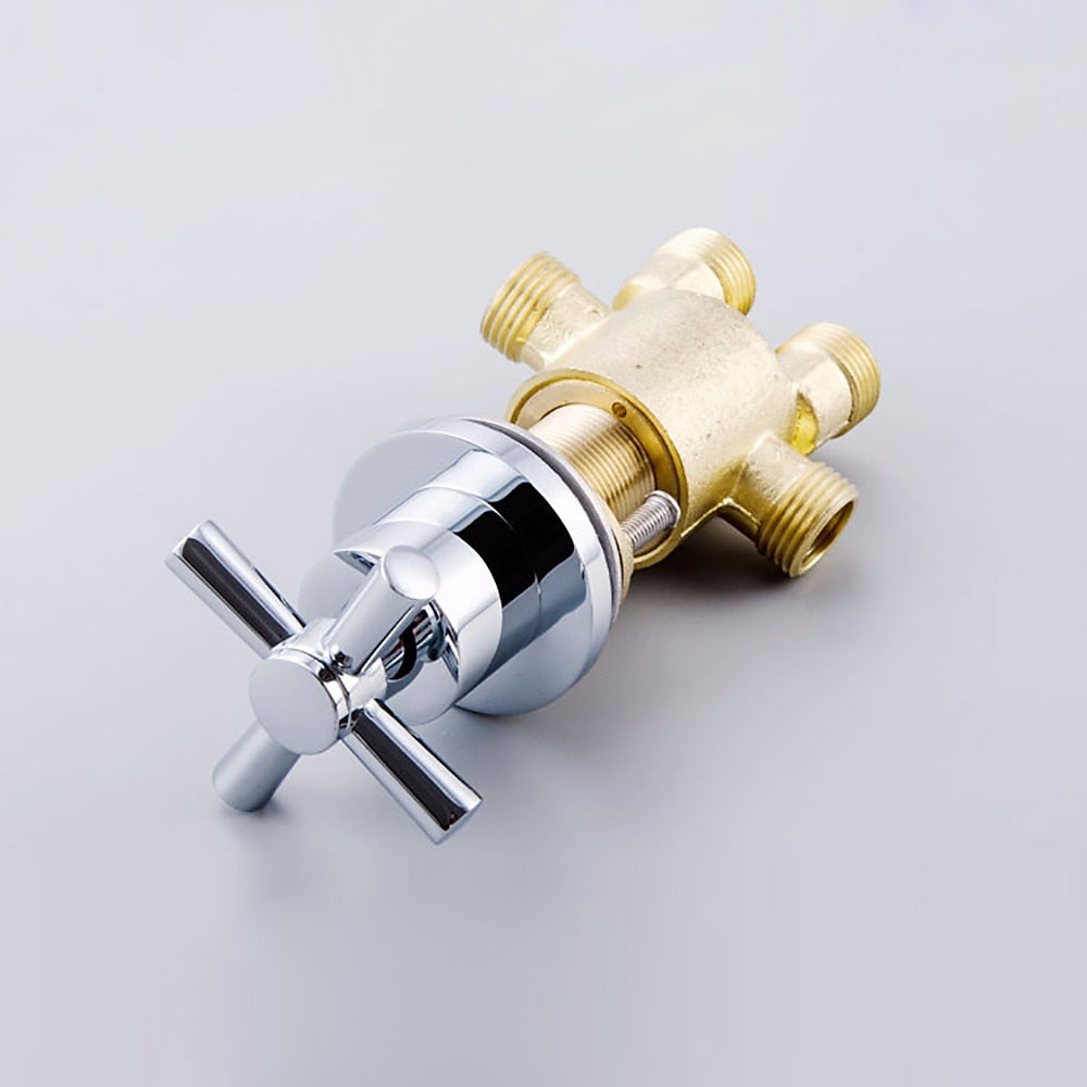 Chrome 5-Hole Deck-Mount Tub Filler Faucet, 3-Handle Brass Tub Faucet with Handheld Shower