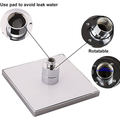 LED Temperature Changing Shower Head, Modern Chrome Plated ABS Square Rain Shower Head