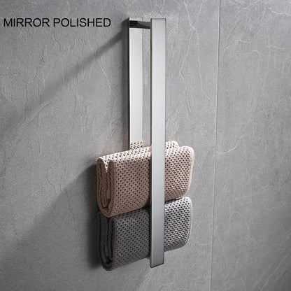 Self-Adhesive SUS304 Stainless Steel Towel Bar, Wall-Mounted No-Drill Towel Holder with Hook, Matte Black / Chrome / Brushed Nickel
