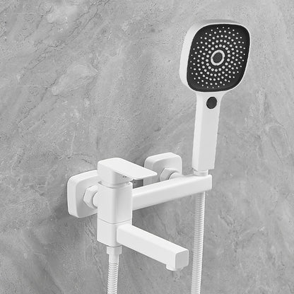 Wall-Mount Single-Handle Swivel Spout Tub Faucet, Bathtub Filler Faucet with Handheld Shower