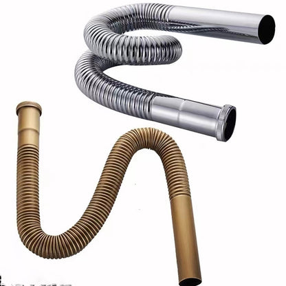 Flexible Expandable Waste Drain Hose, Universal Basin Sink Connector, Chrome / Antique Brass