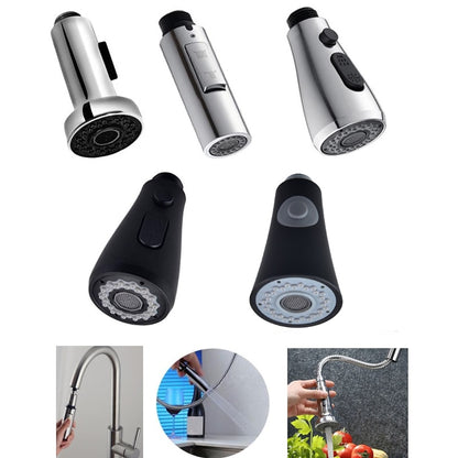 Dual-Mode Pull-Out Replacement Spray Head, ABS Plastic Kitchen Faucet Sprayer, Chrome / Matte Black