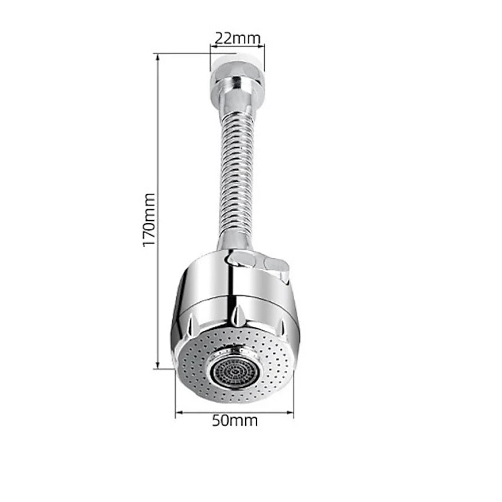 Chrome 360-Degree Swivel Faucet Aerator, Dual Spray Mode Spray Head Attachment