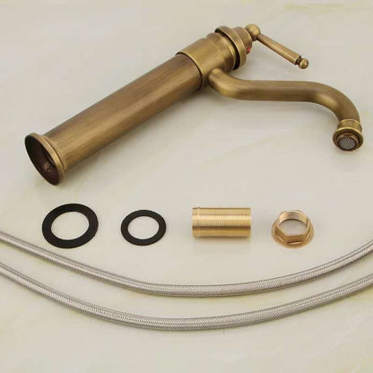 Antique Brass Traditional Single-Hole Vessel Sink Faucet, Single-Handle Brass Faucet, 360-Degree Swivel Spout Faucet