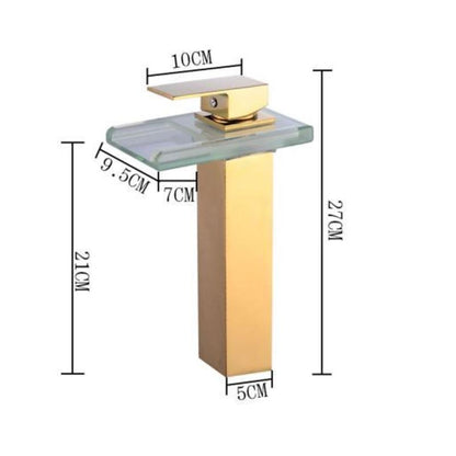 LED Waterfall Bathroom Faucet, Single-Handle Tall Body Vessel Sink Faucet, Polished Gold / Brushed Nickel / Oil-Rubbed Bronze / Chrome