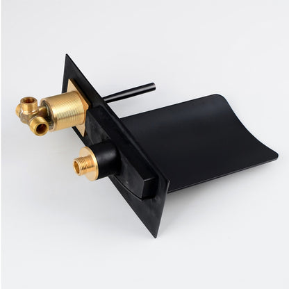 LED Waterfall Bathroom Faucet, Wall-Mount Single-Handle Brass Faucet, Brushed Gold / Matte Black / Oil-Rubbed Bronze