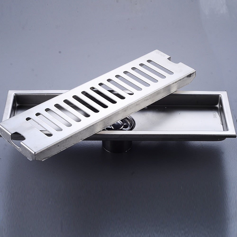 Modern Stainless Steel Linear Floor Drain, Rectangle Bathroom Shower Floor Grate Drain