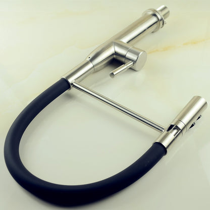High-Arc Brushed Nickel Pull-Down Kitchen Faucet, Single-Handle Stainless Steel Faucet
