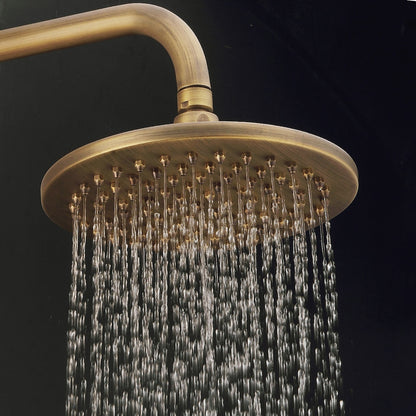 Rainfall Vintage Wall-Mount Dual-Handle Shower Faucet, Brass Shower System with Handheld Shower, Antique Brass / Brushed Nickel