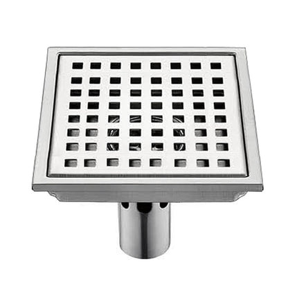 Stainless Steel Modern Square Shower Floor Drain, Floor-Mounted Drain with Removable Cover / Hair Catcher