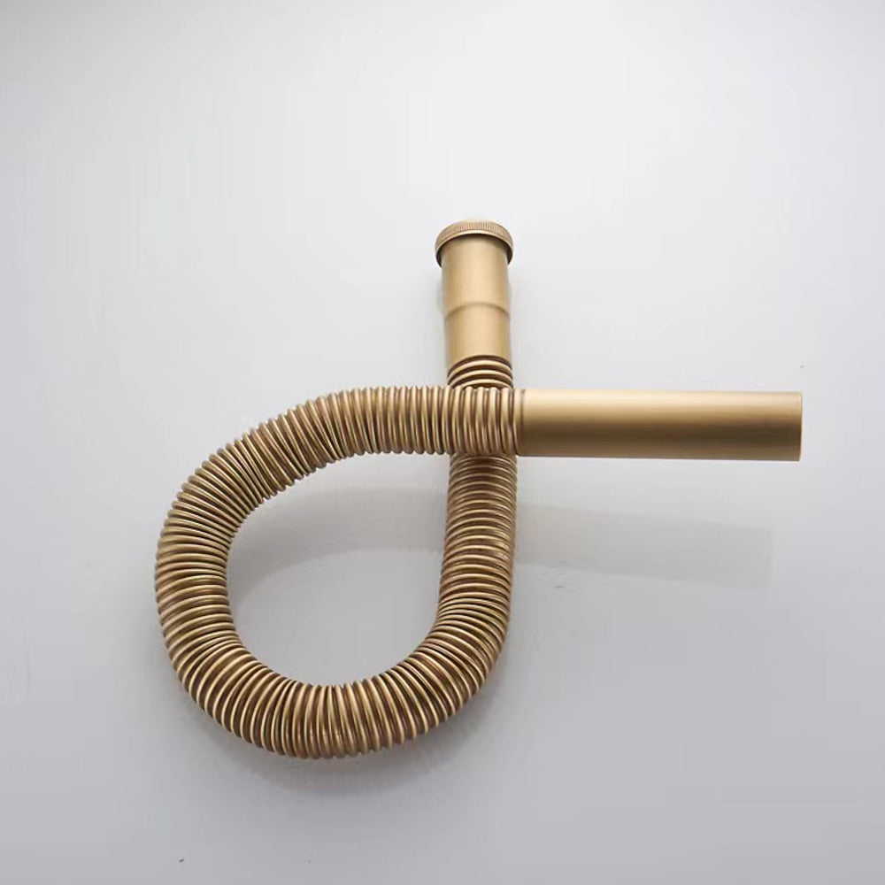 Flexible Expandable Waste Drain Hose, Universal Basin Sink Connector, Chrome / Antique Brass